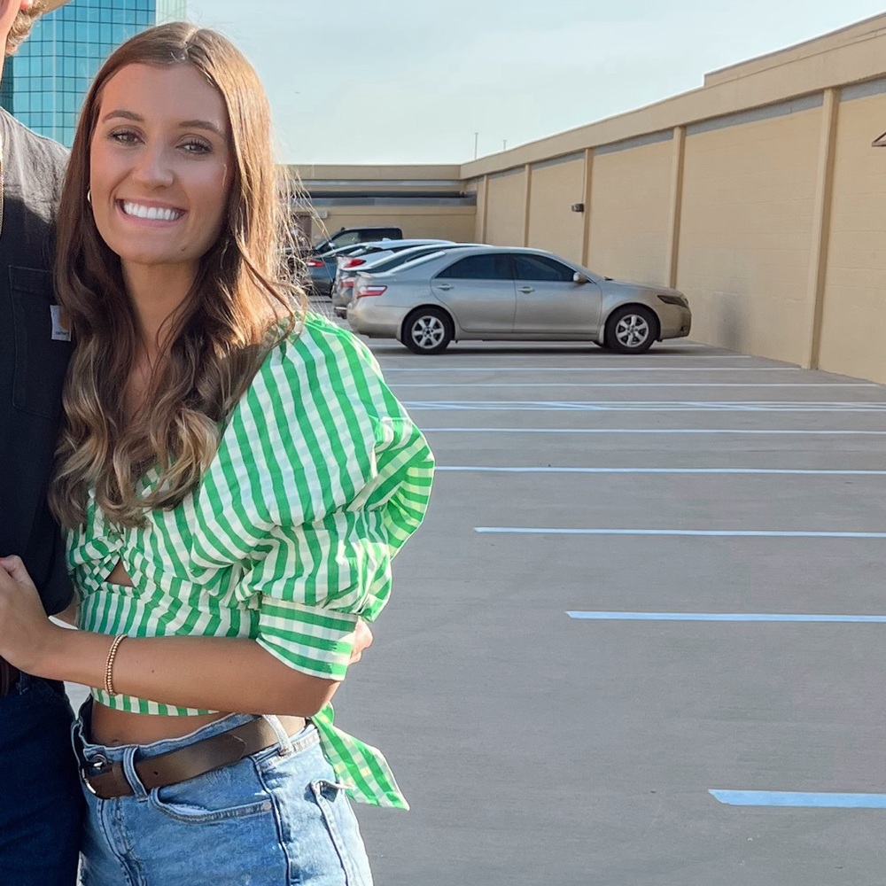 Checkered green and white boutique top